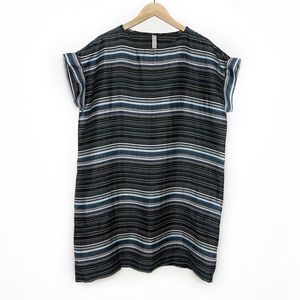 Studio 412 Multicolor Stripe Linen Short Sleeve Tunic Mini Dress Sz S